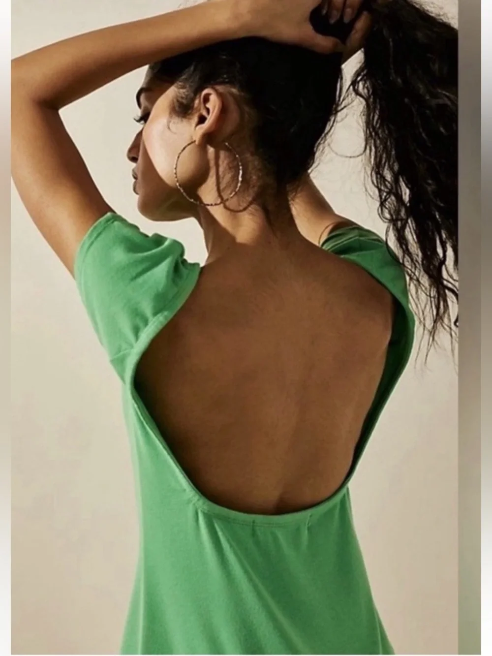 NWOT Free People Beach Rosalia Low Back Mini Dress in Emerald Bay Green Sz Large - Picture 4 of 6